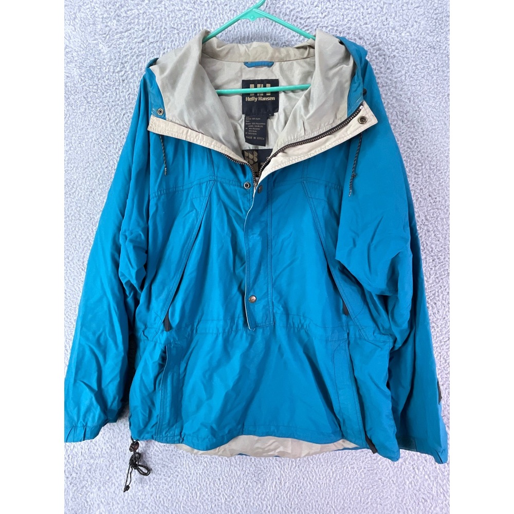 Helly Hansen Anorak Jacket Womens L Blue Vintage 90s Helly-Tech Pullover Hood